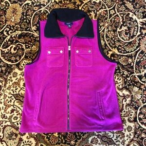 Chaps Pink and Navy Blue trimmed zip up vest XL